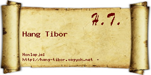 Hang Tibor névjegykártya